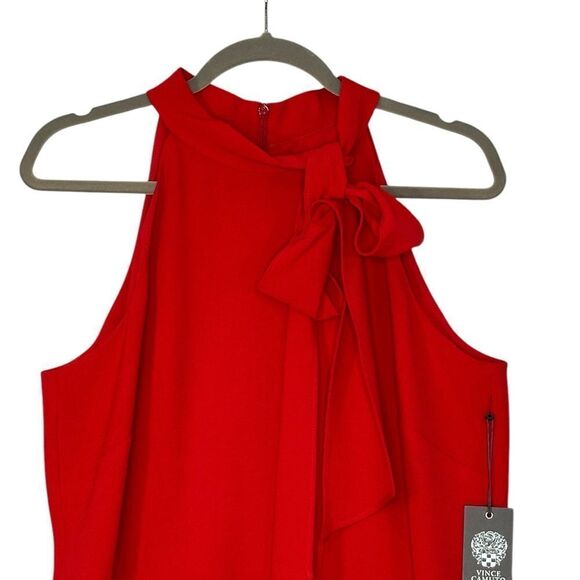 Vince Camuto Red Crepe Neck Tie Sleeveless Mini Dress | 12 - Picture 3 of 10